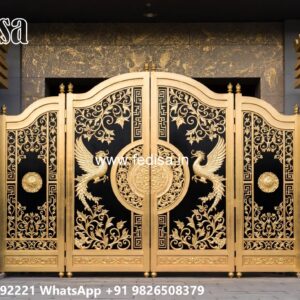 Fancy Steel Gate Design, Laser Cutting Sheet Gate Design Iron Gate Stock Photos And Images