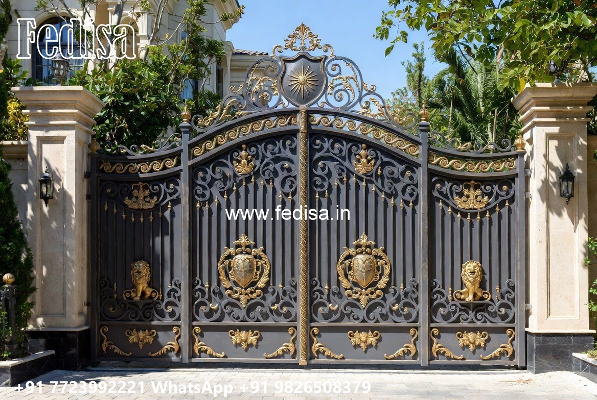 Steel Single Gate Design, Simple Wall Compound Gate Design Iron Gate Stock Photos And Images