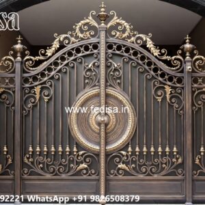 Sliding Gate Design For Small House, Grey Colour Gate Design Iron Gate Stock Photos And Images