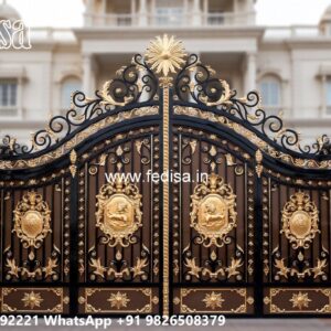 Modern Front Gate, Main Gate Flower Design Iron Gate Stock Photos And Images