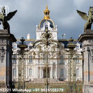 Iron Gate Design For Main Gate, Four Fold Main Gate Design Iron Gate Stock Photos And Images