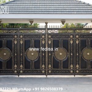Modern Main Gate Design 2096, Curved Sliding Gate Design Iron Gate Stock Photos And Images