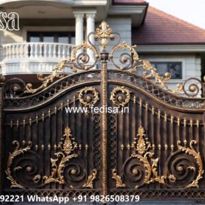 Modern Front Gate, Wood And Steel Gate Design Iron Gate Stock Photos And Images