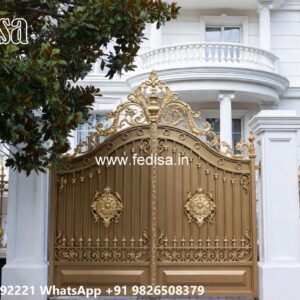 Iron Gate Design For Main Gate, Front Gate Wooden Design Iron Gate Stock Photos And Images