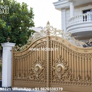 Iron Gate Colour Design, Concrete Fence And Gate Design Iron Gate Stock Photos And Images