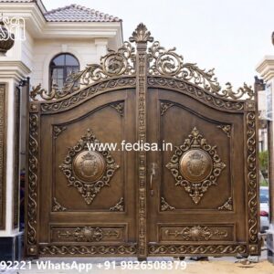 Steel Gate Ka Design, Wooden Front Gate Design Iron Gate Stock Photos And Images
