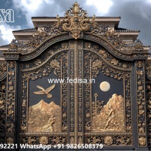 Steel Gate Ka Design, Double Entry Gate Iron Gate Stock Photos And Images