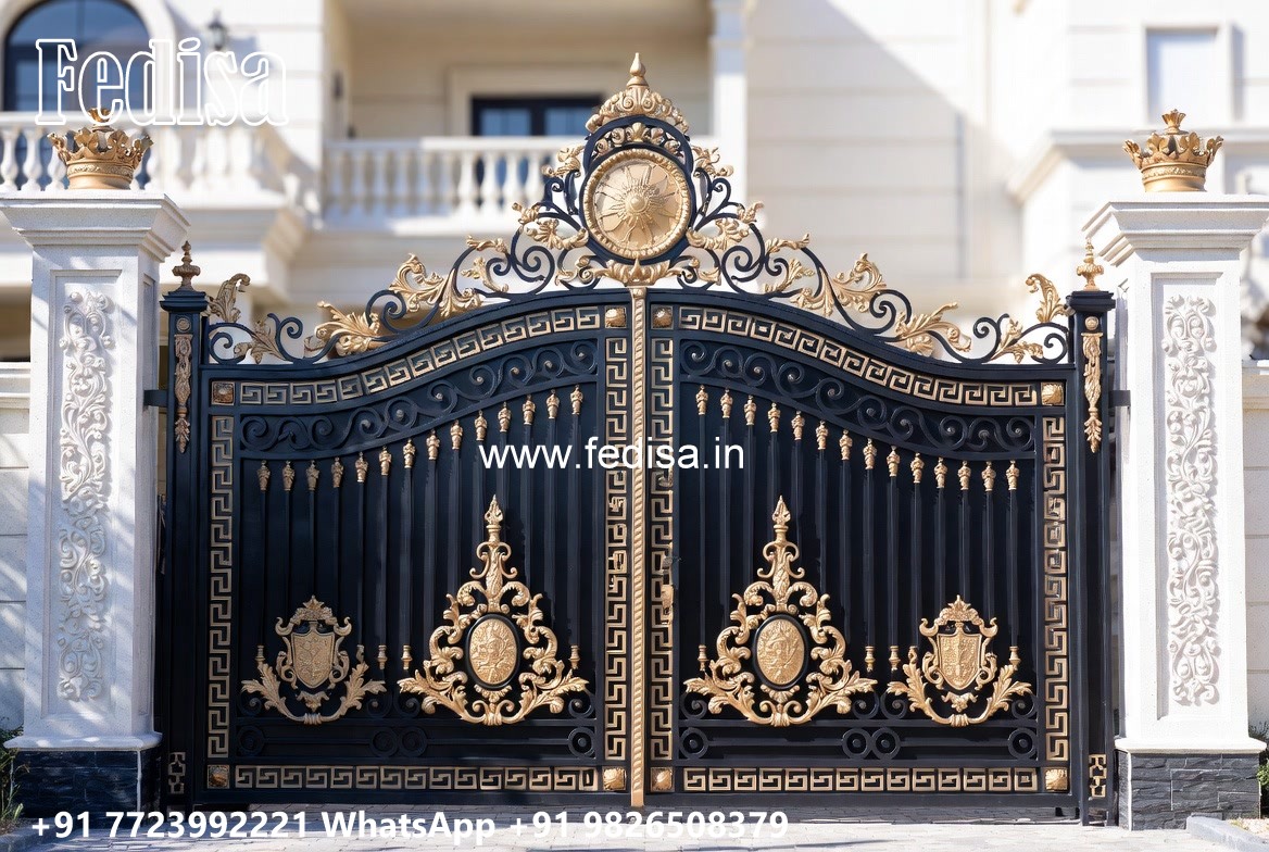 Stylish Gate Design Ideas For Modern Homes Black And Gold Gate Design No-735