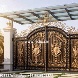 Strong And Stylish Gate Designs For Homes Main Gate Column Design No-842