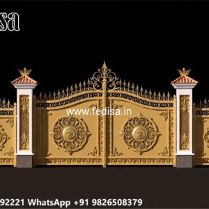 Luxury Wooden Gate Designs For Villas Gate Pillar Design No-026