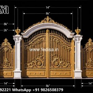 Creative Front Gate Design Collection Steel Framed Wooden Gates No-710