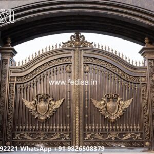 Strong And Stylish Gate Designs For Homes Main Gate Column Design No-842