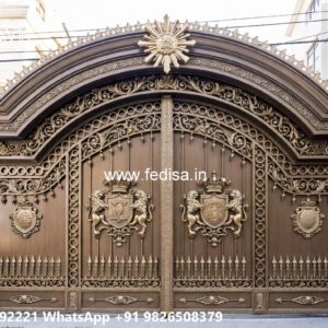 Rustic Wooden Gate Design Inspiration Compound Wall With Grill Design No-1671