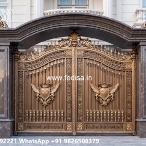 Stylish Gate Design For Home Entrance Iron Wood Gate Design No-1944