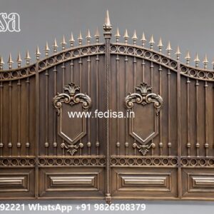Double Door Gate Design For Home Entrance Steel Iron Mix Gate Design No-3684