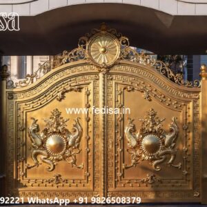 Rustic Wooden Gate Design Inspiration Compound Wall With Grill Design No-4106