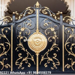 Double Door Gate Design For Home Entrance Steel Iron Mix Gate Design No-6119