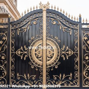 Carved Wooden Gate Design Ideas Single Iron Gate Designs For Indian Homes No-6134
