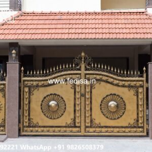 Rustic Wooden Gate Design Inspiration Compound Wall With Grill Design No-6541