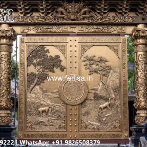 Stylish Gate Design For Home Entrance Iron Wood Gate Design No-6814