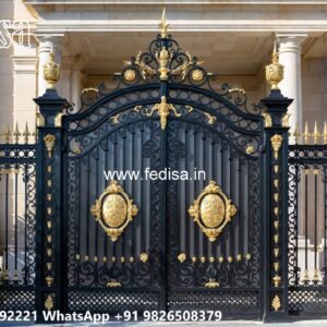 Luxury Wooden Gate Designs For Villas Main Gate Wall Color No-6956