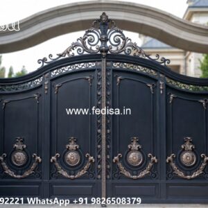 Stylish Gate Design Ideas For Villas Plain Sheet Gate Design No-7587