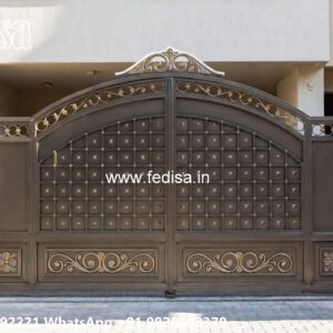 Rustic Wooden Gate Design Inspiration Compound Wall With Grill Design No-8976