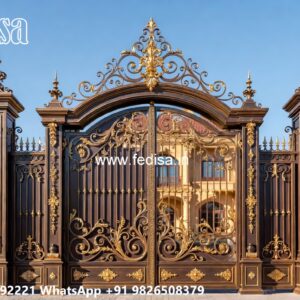 Luxury Wooden Gate Designs For Villas Main Gate Wall Color No-9391