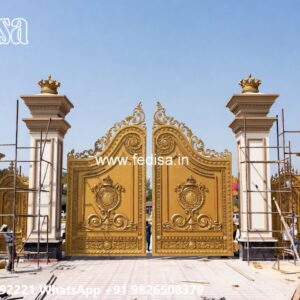 Strong And Stylish Gate Designs For Homes Marble Gate Pillar Design No-11406
