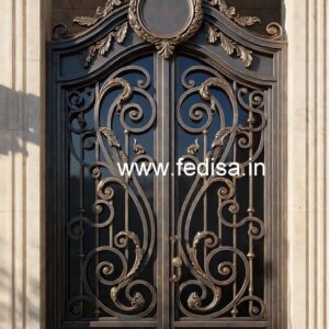 Modern Iron Gate Grill Design with Artistic Detail No-175