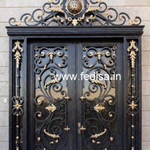 Elegant Exterior Grill Gate Design for Contemporary Villas No-191