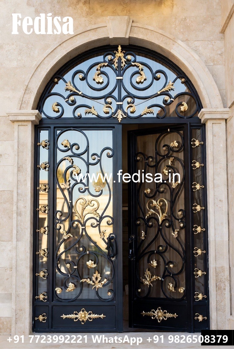 Elegant Sliding Gate Grill Design for Residences No-361