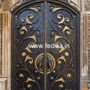 Elegant Exterior Grill Gate Design for Contemporary Villas No-491
