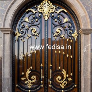 Elegant Exterior Grill Gate Design for Contemporary Villas No-791