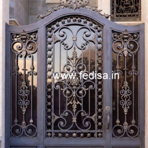 Contemporary Villa Gate Grill Design with Artistic Finish No. 1044