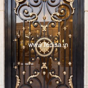 Modern Iron Gate Grill Design with Artistic Detail No-1075