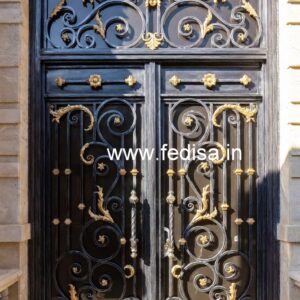 Modern Iron Gate Grill Design with Artistic Detail No-1375