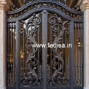 Elegant Exterior Grill Gate Design for Contemporary Villas No-1391