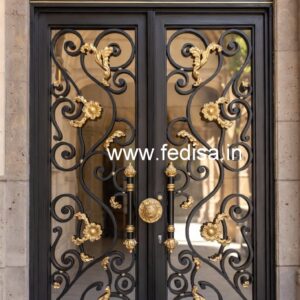 Stylish Black Iron Grill Gate Design No-1474