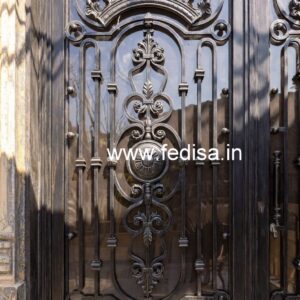 Modern Iron Gate Grill Design with Artistic Detail No-1975