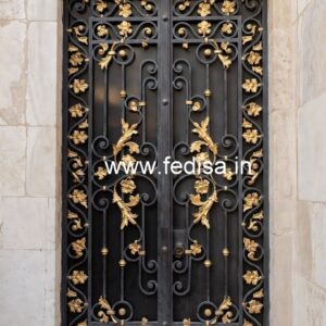 Contemporary Black Steel Grill Gate Design No-2390