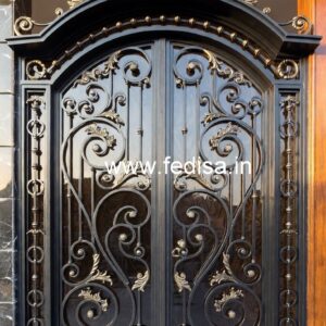 Contemporary Black Steel Grill Gate Design No-2690