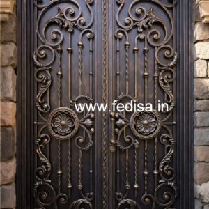 Modern Iron Gate Grill Design with Artistic Detail No-3475