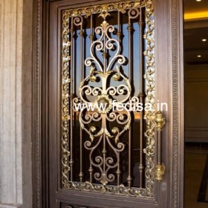 Contemporary Black Steel Grill Gate Design No-3590