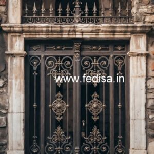 Elegant Front Gate Grill Design with Stylish Pattern No. 3700