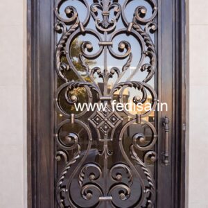 Modern Iron Gate Grill Design with Artistic Detail No-4075