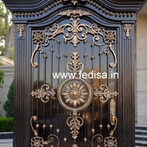 Elegant Exterior Grill Gate Design for Contemporary Villas No-4091