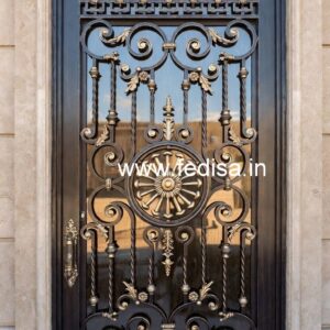 Contemporary Black Steel Grill Gate Design No-4490
