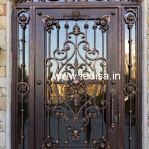 Modern Iron Gate Grill Design with Artistic Detail No-4675