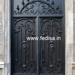 Modern Iron Gate Grill Design with Artistic Detail No-4975